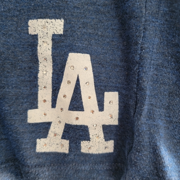 Victoria's Secret Pink MLB Collection Dodgers V Neck Blue & White Tee Medium - Picture 2 of 6